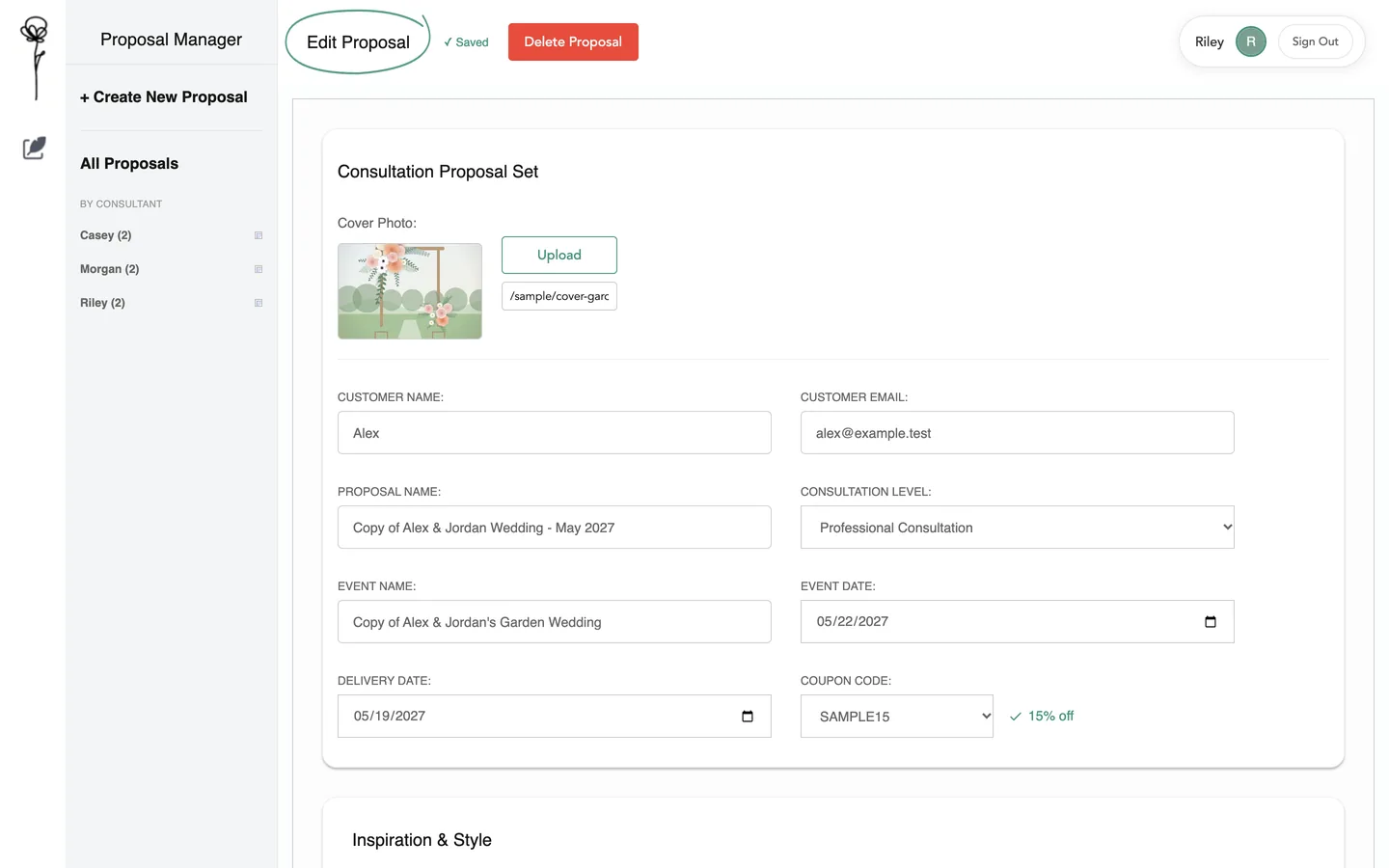 The editor opened on a copy of a proposal