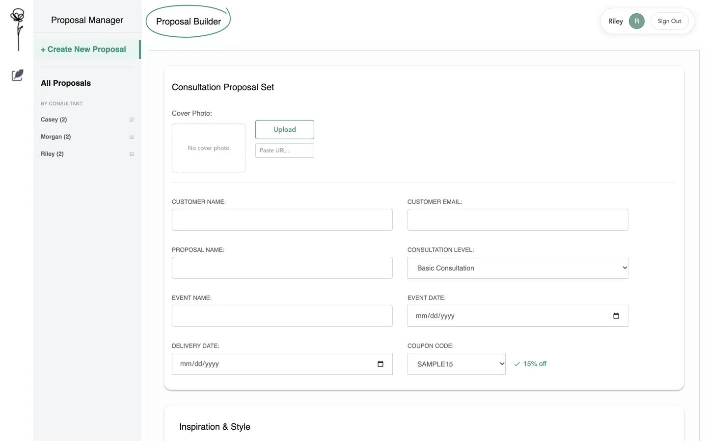 An empty new proposal form