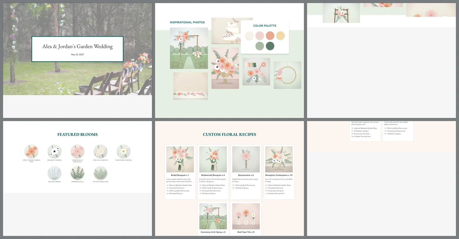Six landscape PDF pages laid side by side