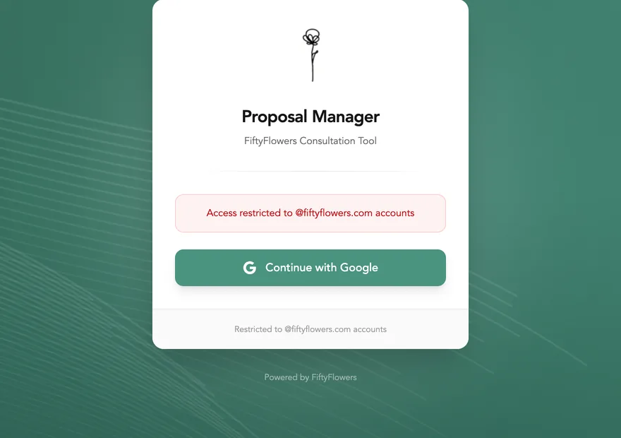 Sign-in card showing an access restricted message